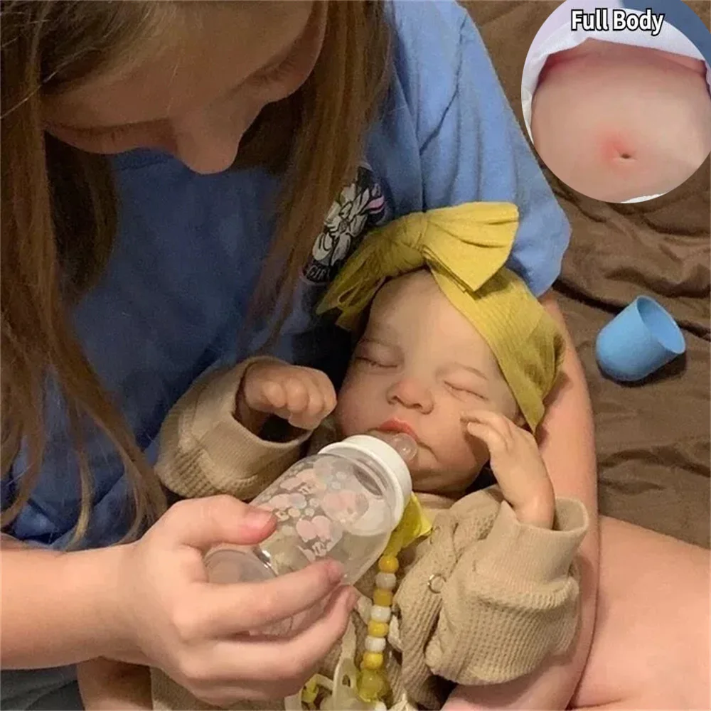 Risbecko levensechte 43 cm afgewerkte herboren pop, zoals echte baby handgemaakte kunstpop, 3D geschilderde huid met zichtbare aderen vinyl ledematen