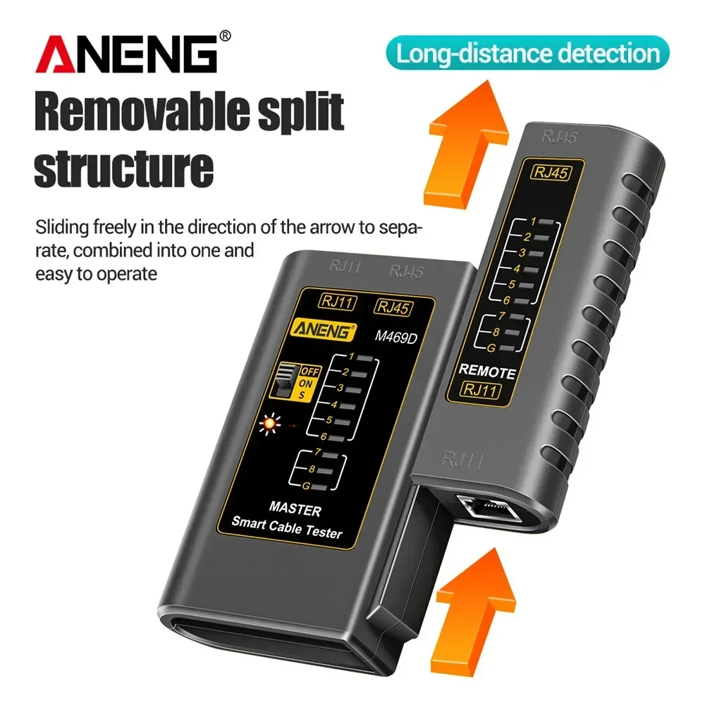 M469D RJ45 Network Cable tester Cable Tester lan RJ45 RJ11 RJ12 CAT5 UTP LAN Cable Tester Networking Tool network Repair ANENG