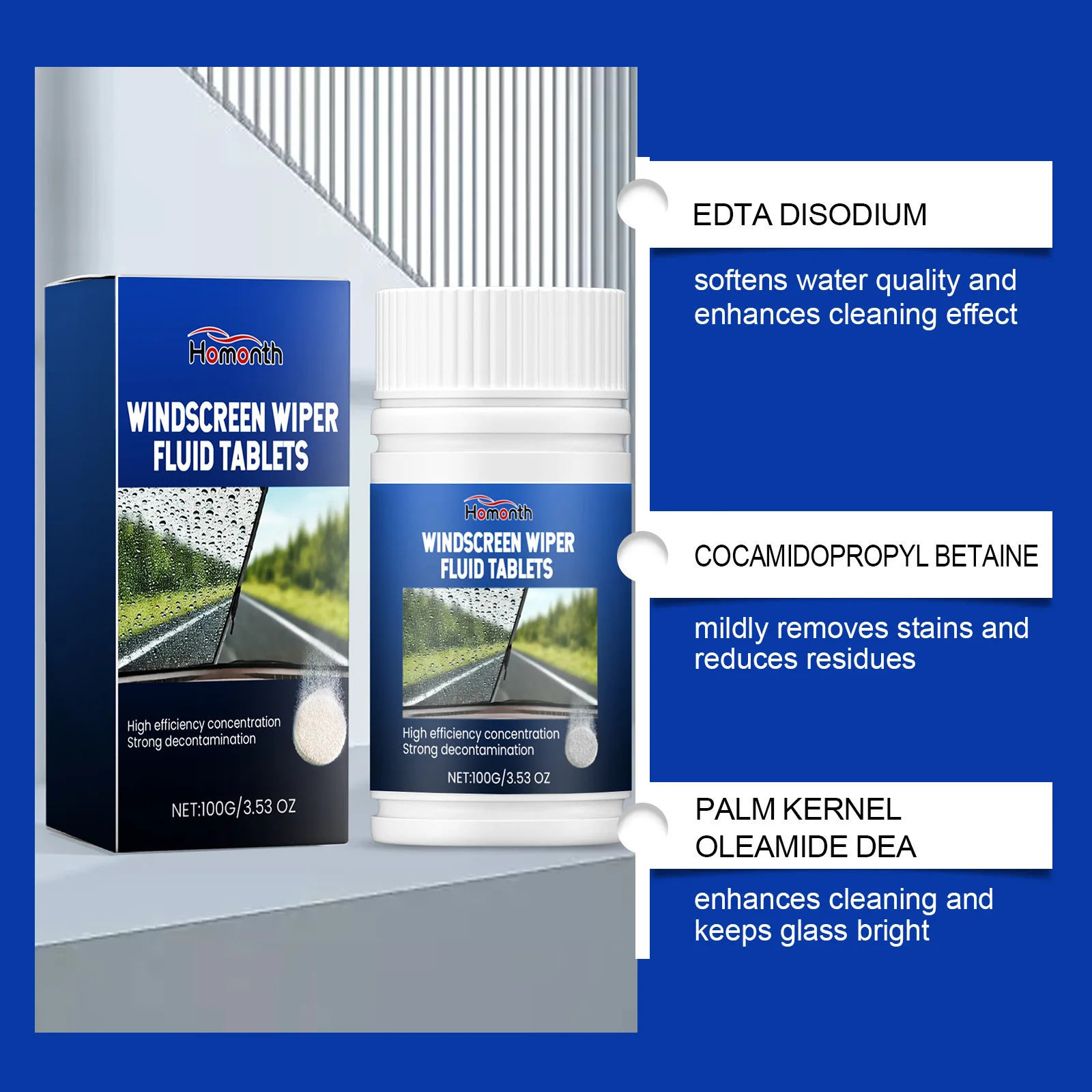 Solid Cleaner Car Windscreen Cleaner Effervescent Tablet Auto Wiper Glass Solid Cleaning Concentrated Tablets Detergent image 4