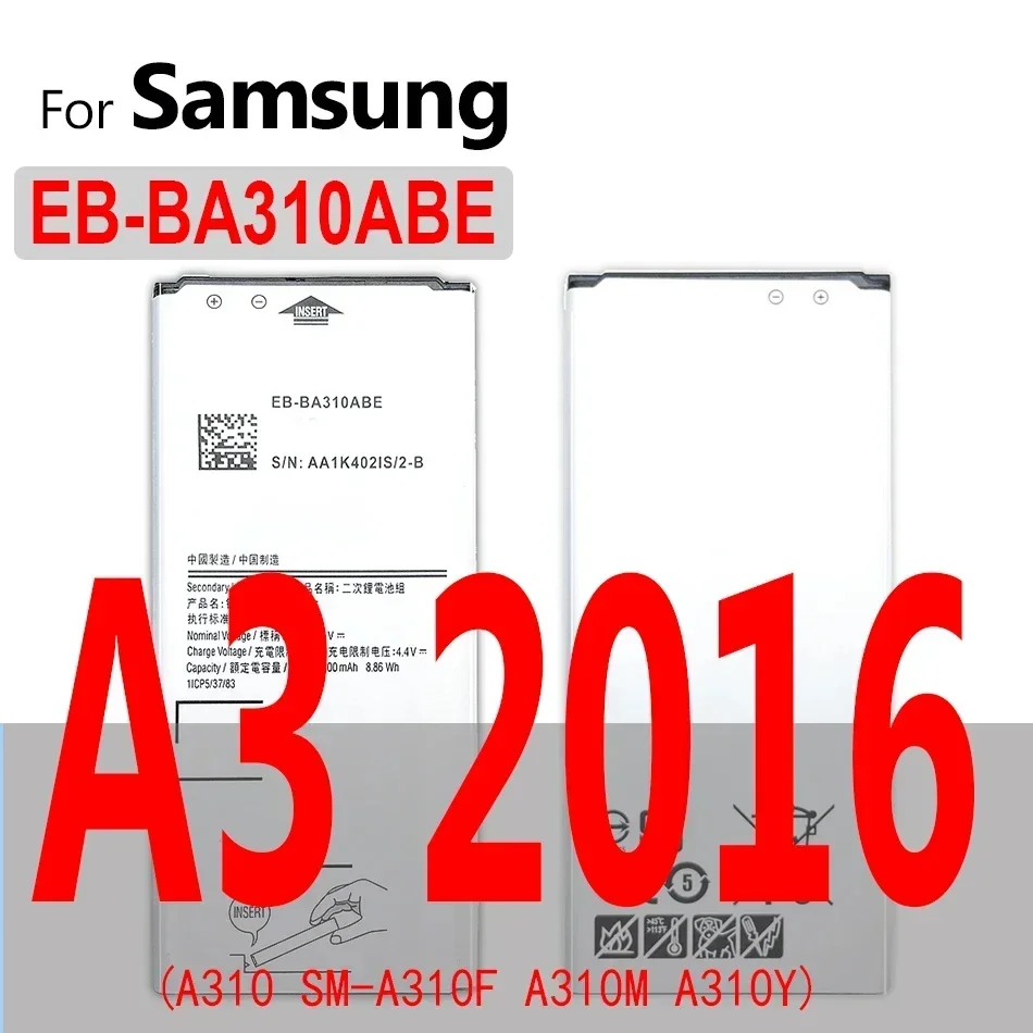 Battery EB-BA310ABE For Samsung Galaxy A3 A5 A6 A7 A8 A9 (2015 2016 2017 2018) SM A310 A500 A510 A520 A520F A310M A310Y SM-A310F