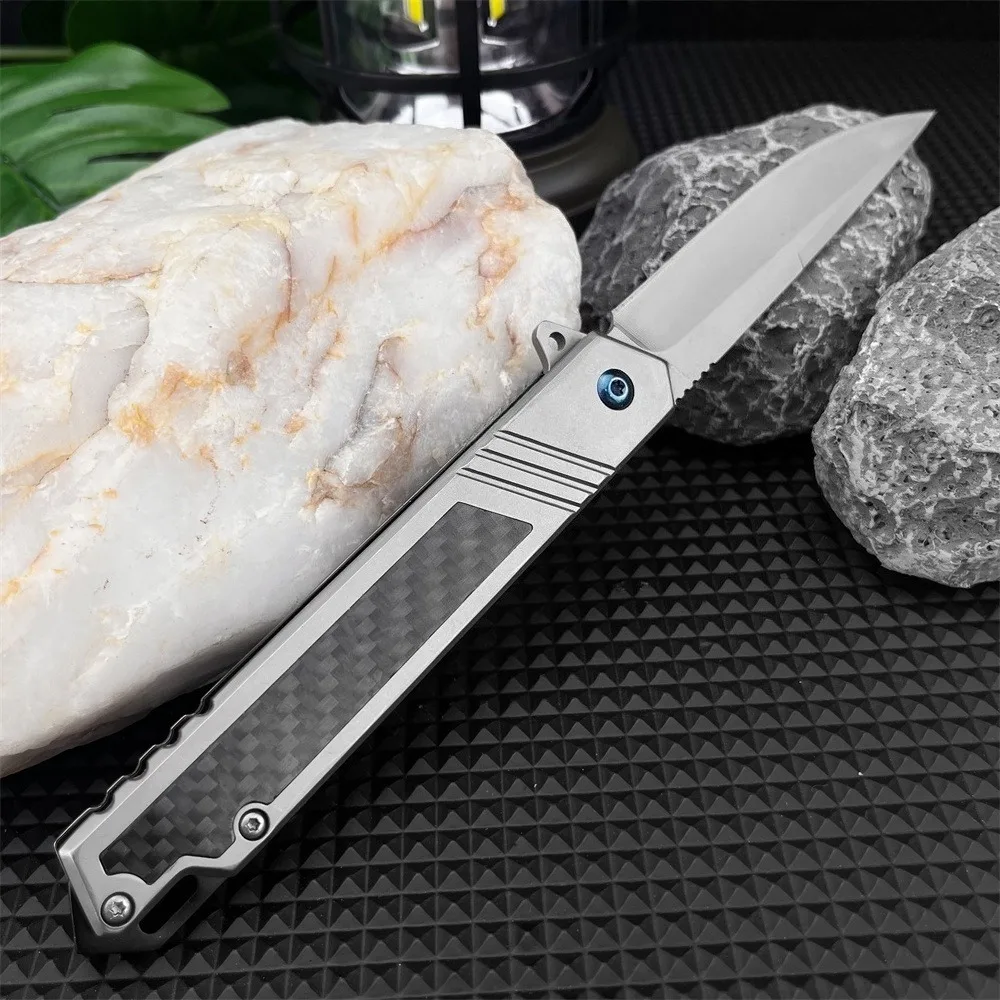 Nuovo FA89 Coltello a cintura pieghevole 5Cr13MoV Lama 420 Intarsio in acciaio Manico in fibra di carbonio EDC Jungle Coltello da campeggio Coltello da sopravvivenza all'aperto