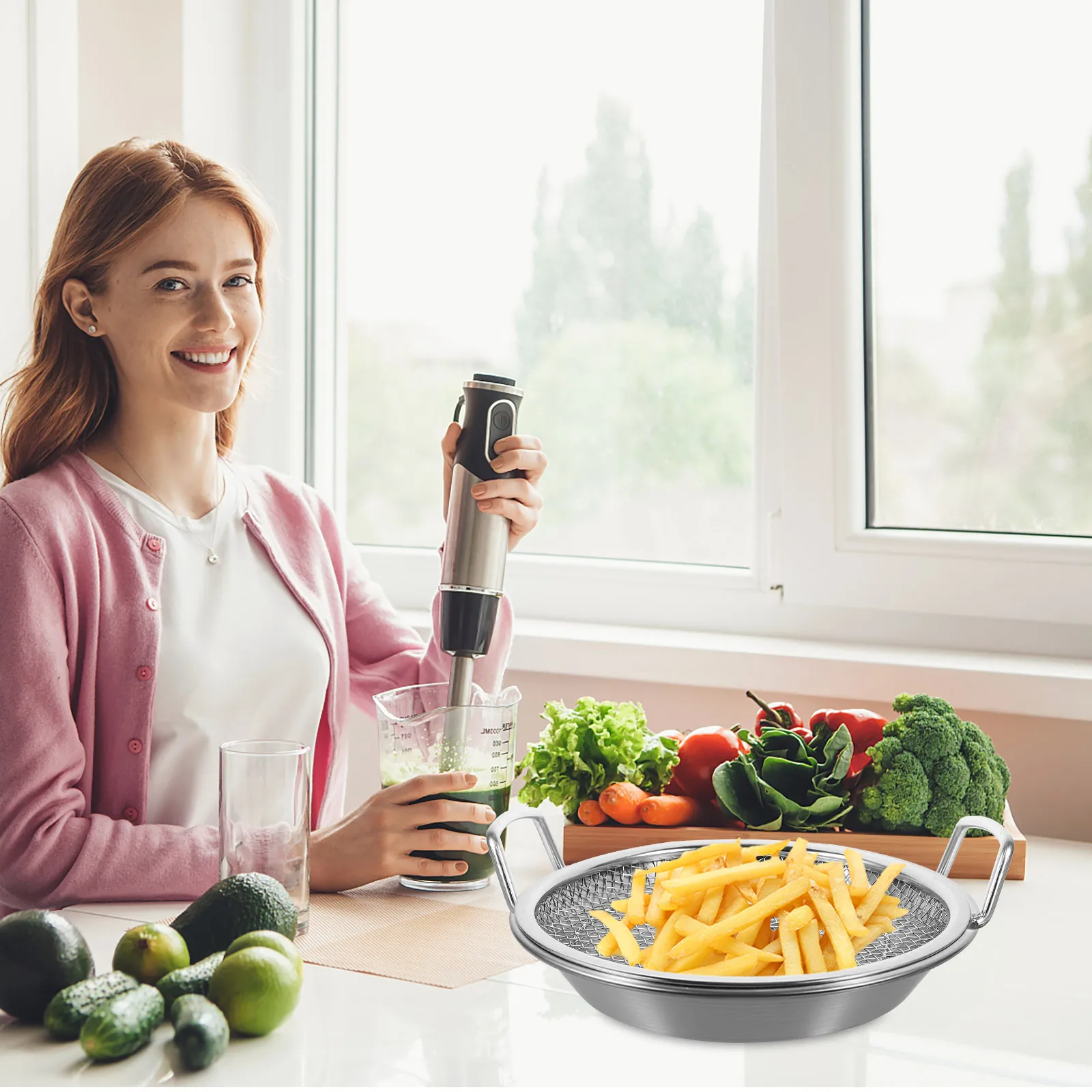 

1 Set Of Oil Drain Plate With Frying Food Tray Stainless Steel Snack Storage Dish For Fruits Desserts Fried Chicken Household