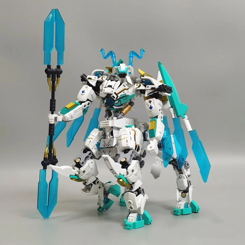 2025 جديد التقنية الأبيض التنين الحصان الحرب ستيد اللبنات الإبداعية DIY نموذج البناء مجموعة هدايا عيد الميلاد عيد الميلاد #5