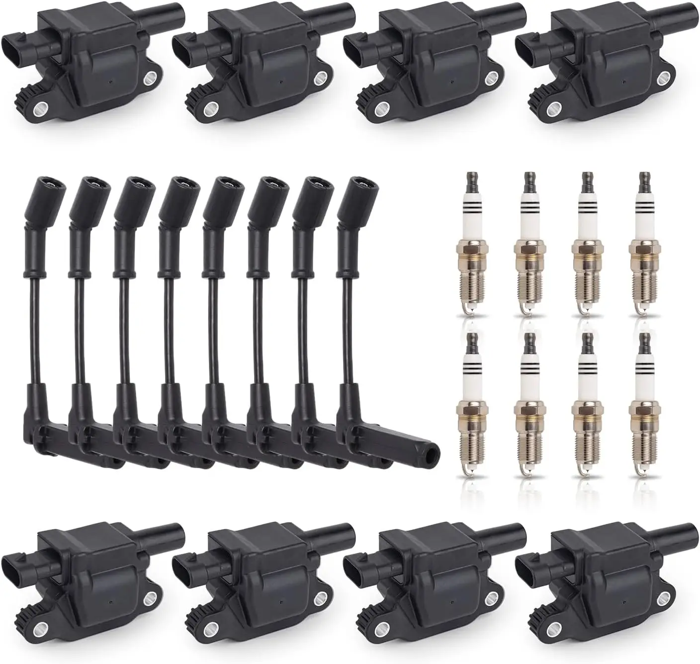 

8 Ignition Coils, Spark Plugs & Wires Set for Chevy Silverado Tahoe Suburban Avalanche GMC Sierra Yukon 5.3L V8 2005-2011