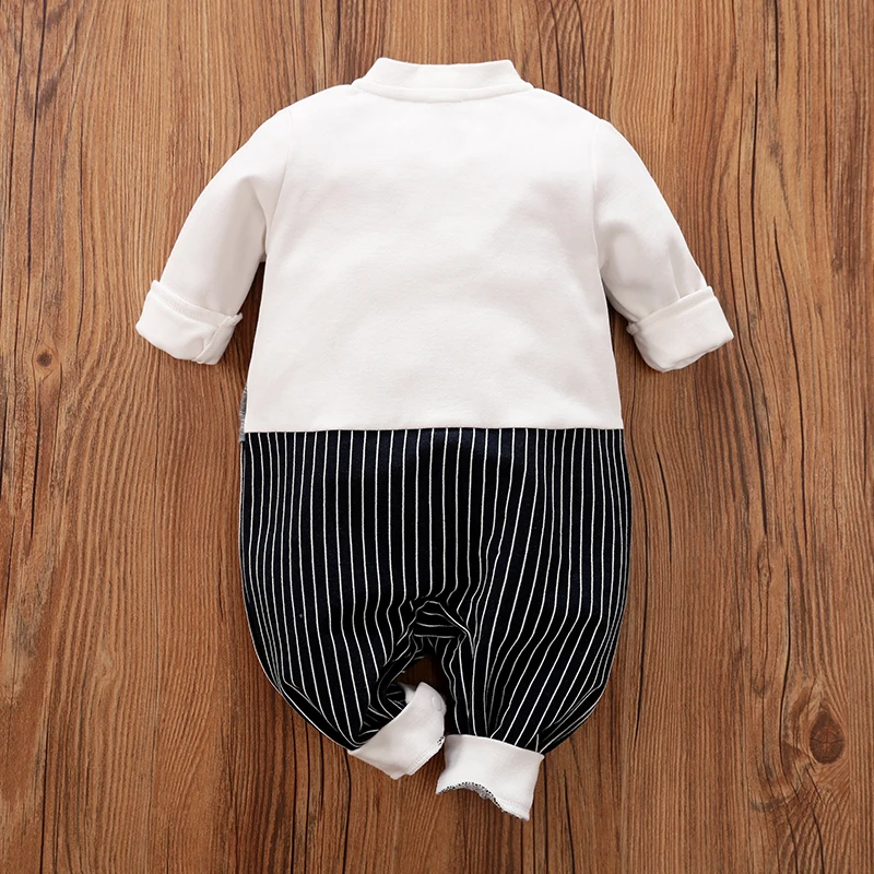 Newborn Clothes Handsome Gentleman Plaid Vest Formal Wear Comfortable And Soft Spring And Autumn Long Sleeved 0-18 Baby Jumpsuit