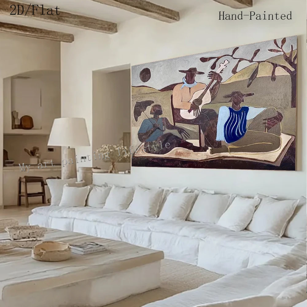 100% Handmade Abstract Oil Painting On Canvas Outdoor Leisure Music Concert Wall Art Picture For Home Living Room Decor Image