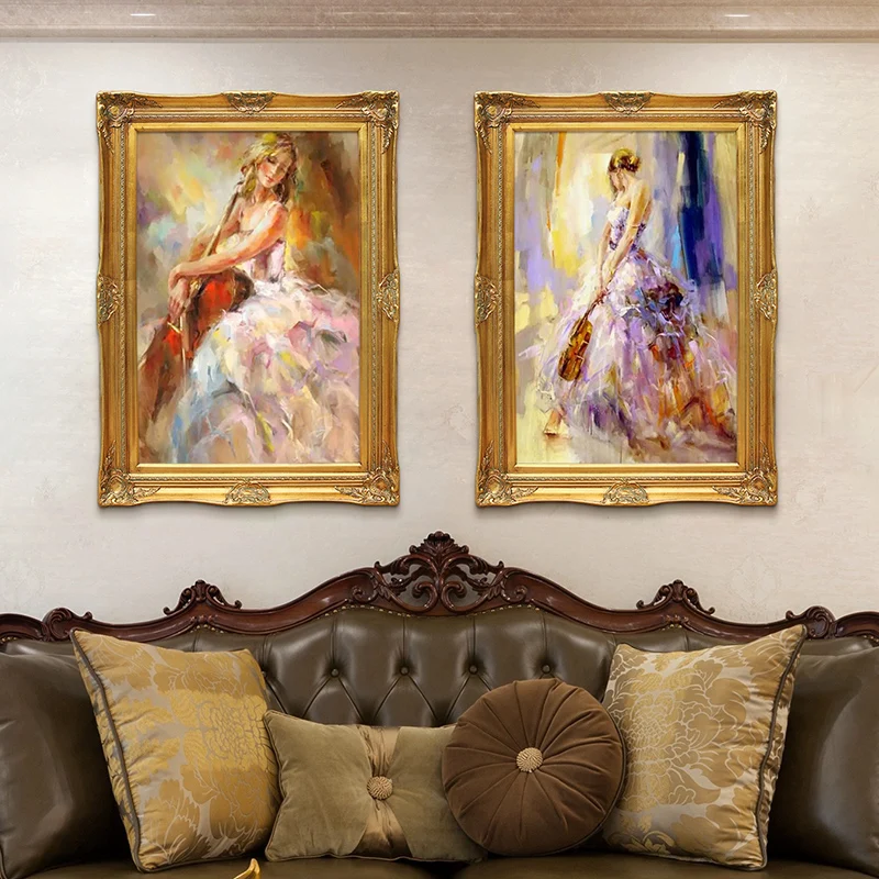 Art Music Girl Women Playing Violin Modern Handpainted Abstrat Oil Painting Canvas Home Decor Wall Art Picture For Living Room
