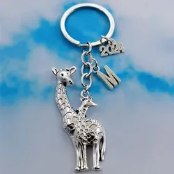 New A-Z Letter Lovely Key Chain Running Giraffe Deer Pendant DIY Men's Car Key Chain Jewelry Gift