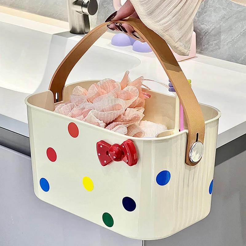 

Portable Shower Basket With Mesh Drain Plastic Bathing Shower Gel Towel Storage Basket With Handles Bathroom Sundries Organizers