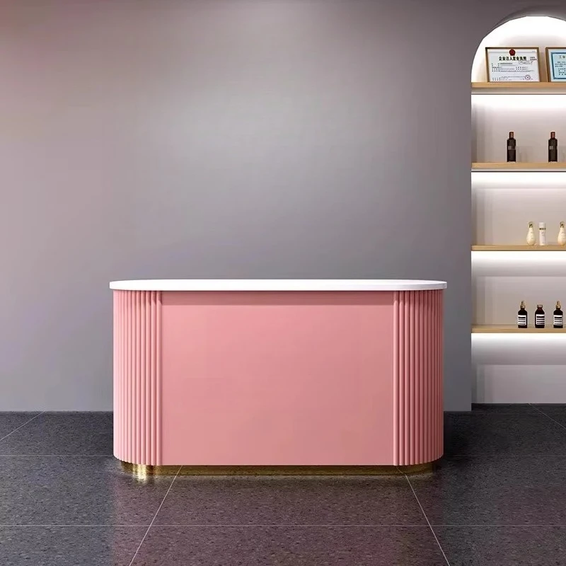 

Modern DesignLuxury Pink Office Desk Table Front Desk Reception Counter Reception Desk Salon