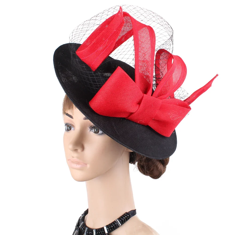 Women Flower Mesh Ribbons Fascinator Hat Hair Clip Cocktail Tea Party Chapeau Cap Headwear For Ladies Bridal Hair Accessories