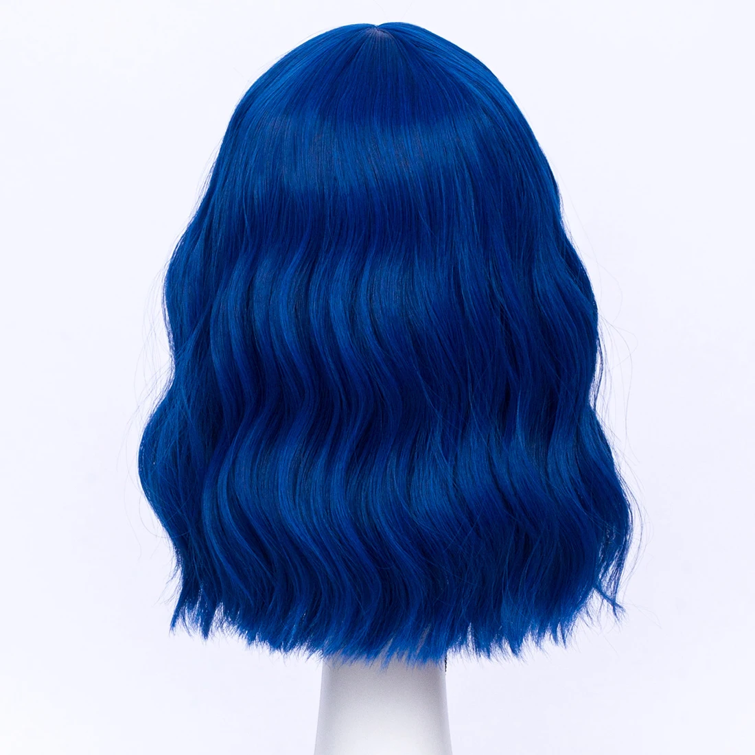 MSIWIGS Short Wavy Blue Bobo Synthetic Cosplay Wigs for Women Orange Red Green Heat Resistant Hair with Bang for Girl