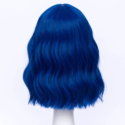 Imagen 2 del producto MSIWIGS-pelucas sintéticas Bobo para mujer, pelo corto ondulado, azul, naranja, rojo, verde, resistente al calor, con flequillo, para niña