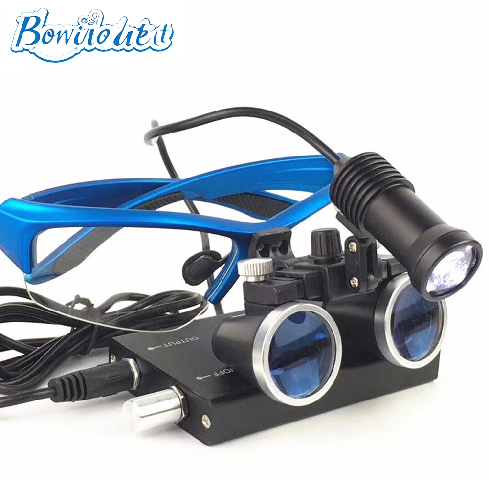 

Dental Binocular Loupes Magnifier 2.5X-3.5X LED Headlamp Rechargeable Battery Yellow Filter Carrying Case Included for Medical