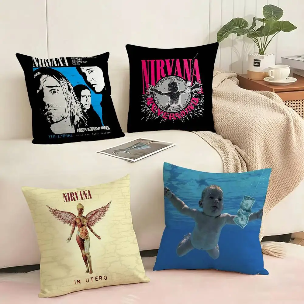 

Band Nirvana Kurt Cobain Square Double-Sided printed Pillow Case Bedroom Bedside Pillow Sofa Cushion Cover Gift