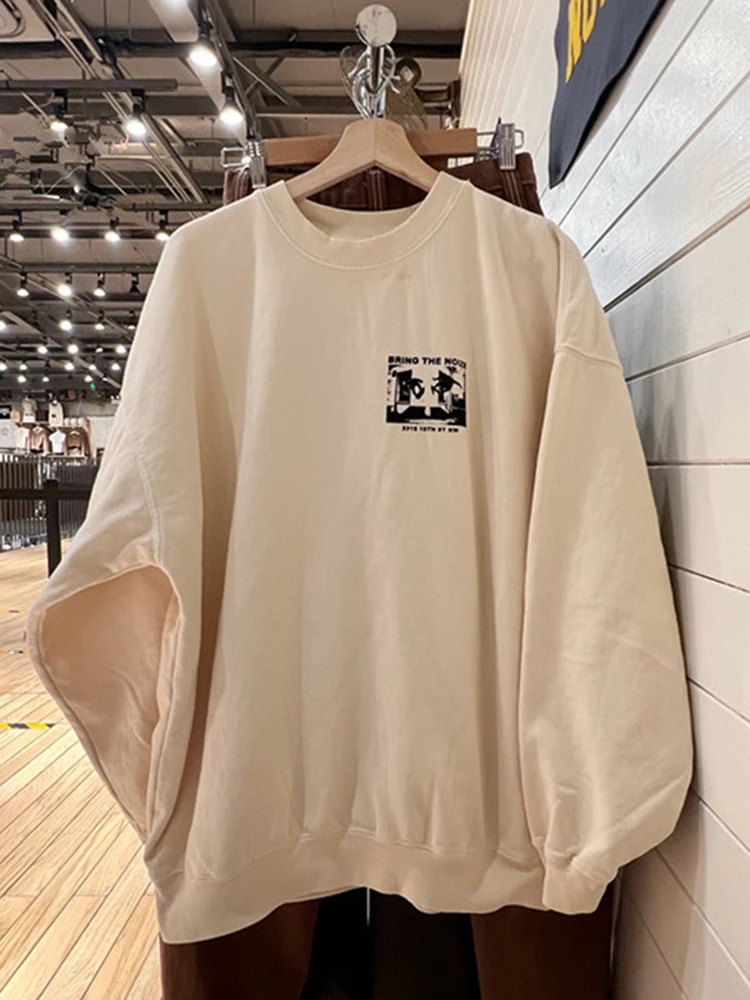 Letter Print Cotton Sweatshirts Women Y2k Streetwear O Neck Soft Cotton Long Sleeve Pullovers Vintage Casual Oversized Hoodies