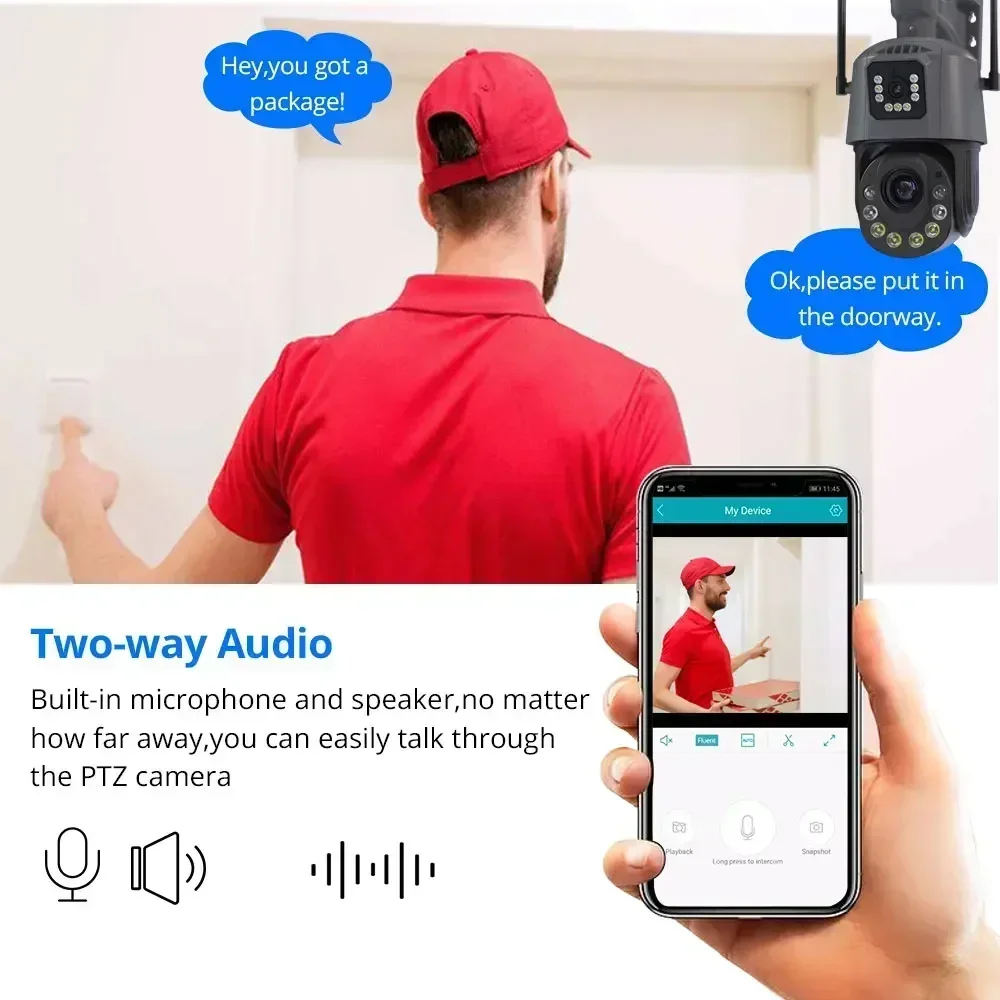 

6MP Wifi PTZ IP Camera Outdoor Dual Lens Dual Screen 50x 30X Zoom Human Detection Wireless CCTV Security Surveillance Camera 2K