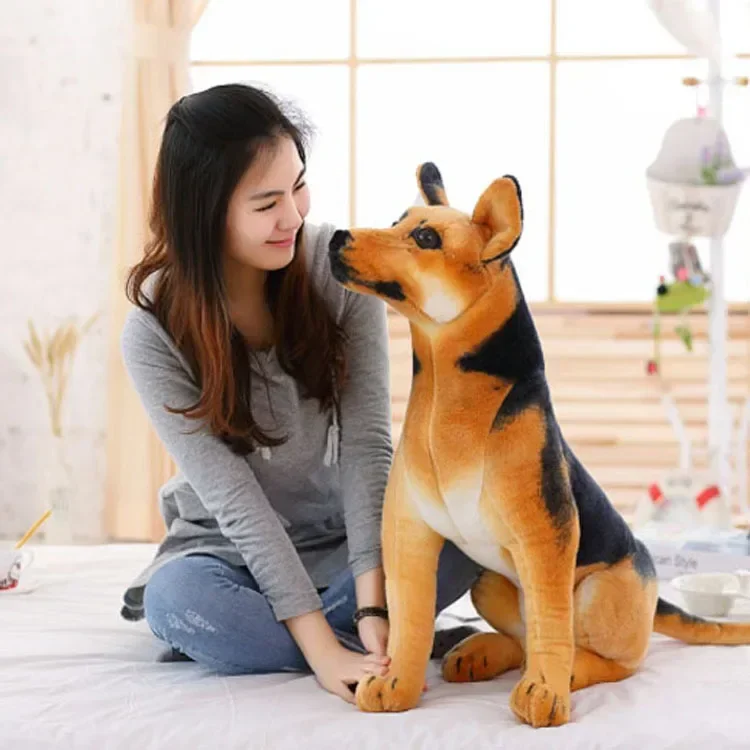 [Funny] 90cm shepherd dog and bone Stuffed Plush doll toy simulation animal sit prone dog model home decoration kids best gift