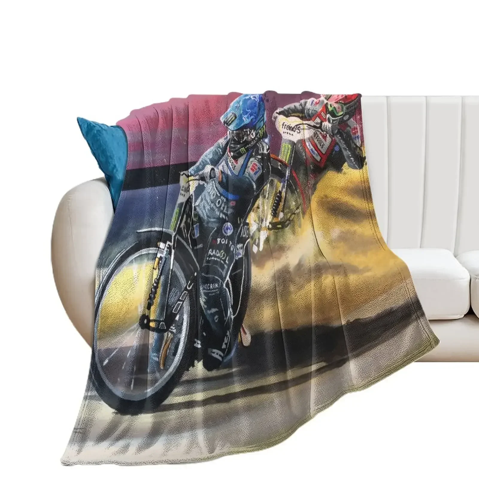 Speedway Tai Woffinden Throw Blanket Heavy Plaid Decorative Sofa Bed Blankets