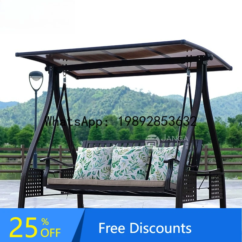 CZ Outdoor Courtyard Garden Double Swing Villa Homestay Three-Person Swing Aluminum Alloy Leisure Restaurant Rocking Chair Set