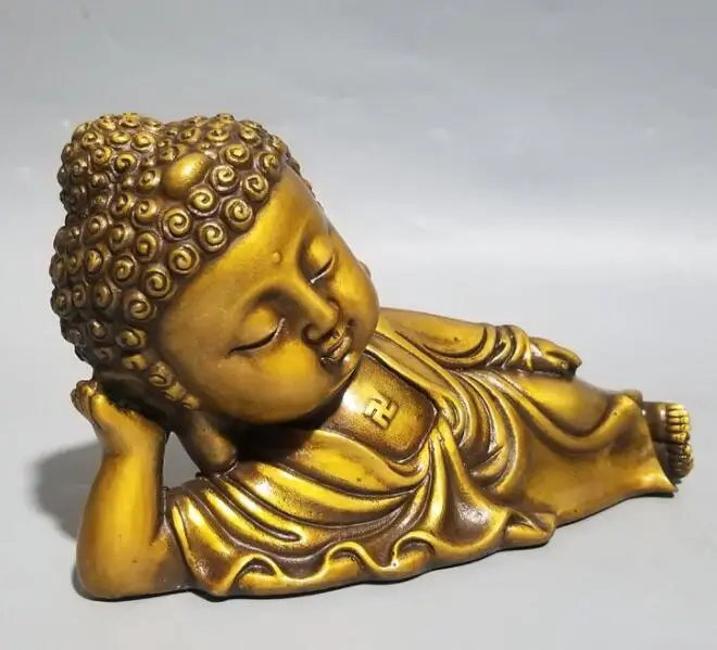 

Chinese Brass Sakyamuni Sleep Buddha Buddhism Crafts Statue