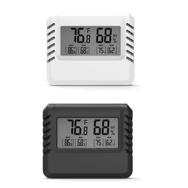 Ultra-Thin Thermometer Hygrometer Digital Display Electronic Temperature And Humidity Meter With Bracket Black