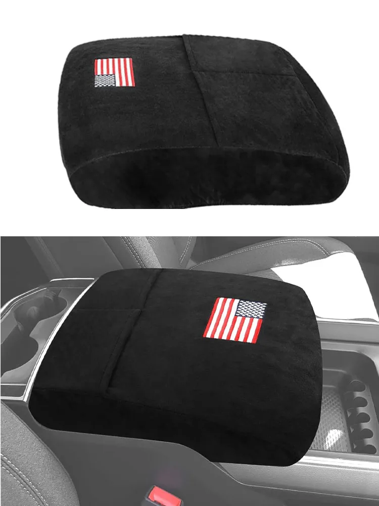 Center console armrest gloves, embroidered US flag, with 2 pockets, fully compatible with 2013-2023 Dodge Ram