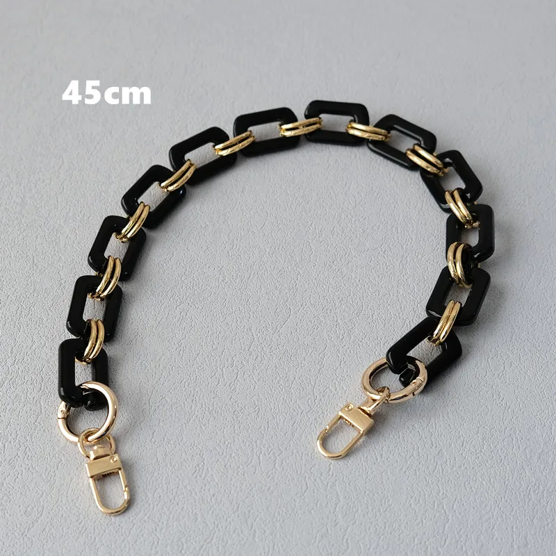 Neue Mode Damen Taschenzubehör Abnehmbare Ersatzkette Schwarzer Einfarbiger Quadratischer Acryl-Luxusriemen Damen Schultergriff-Kette – Detail 17