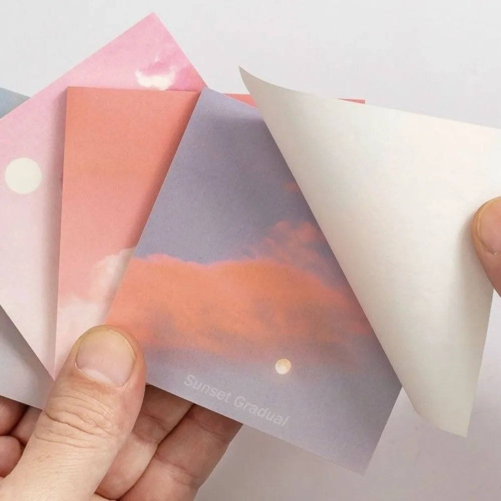 New 50 Sheets Square Sticky Notes Gradient Color Self-Adhesive Notebook Planner Sticker Decorative Ins Style Memo Pad Office Use