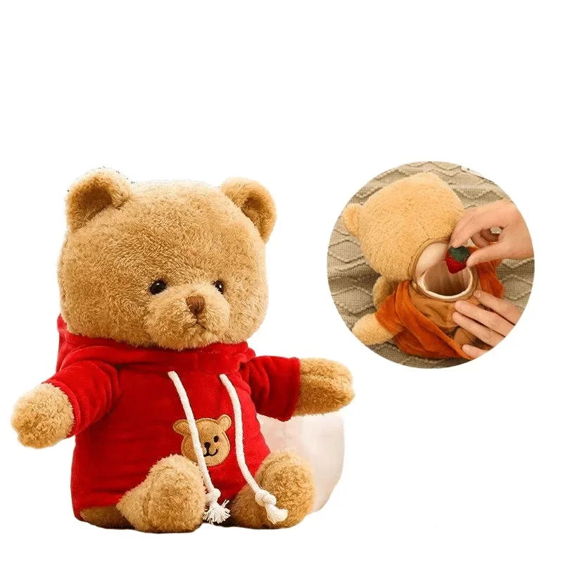 Creative 30cm Plush Bear Hidden Safes Storage Bag for Money Jewelry Boxes for Kids Children Toys Gifts Secret Box Doll Bear