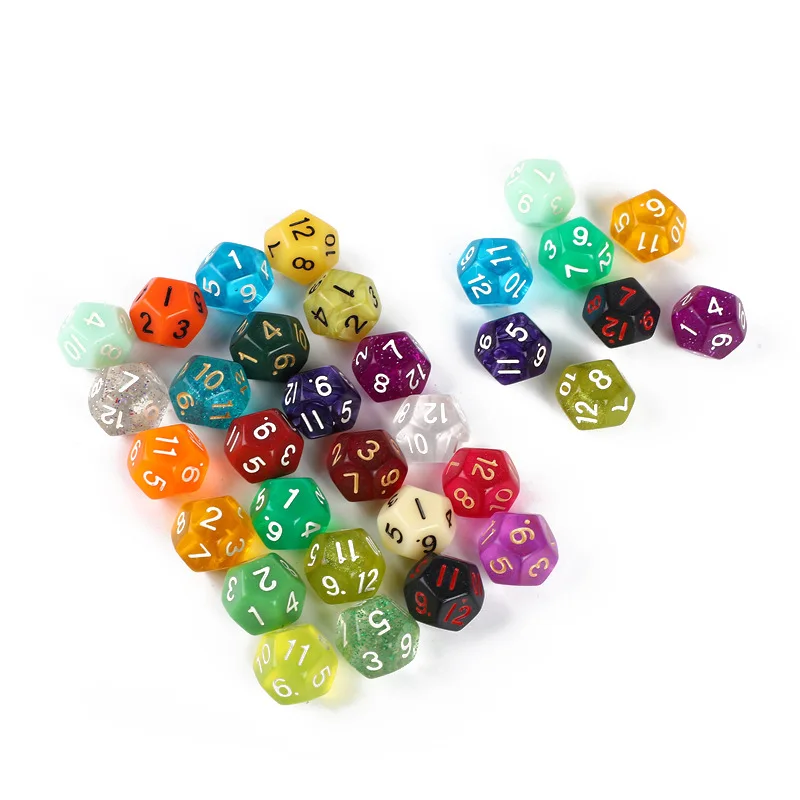 10PCS Polyhedron Acrylic D12 12Sided Dice For Classroom Math Educational Toys Learning Resources Board Games Accessories