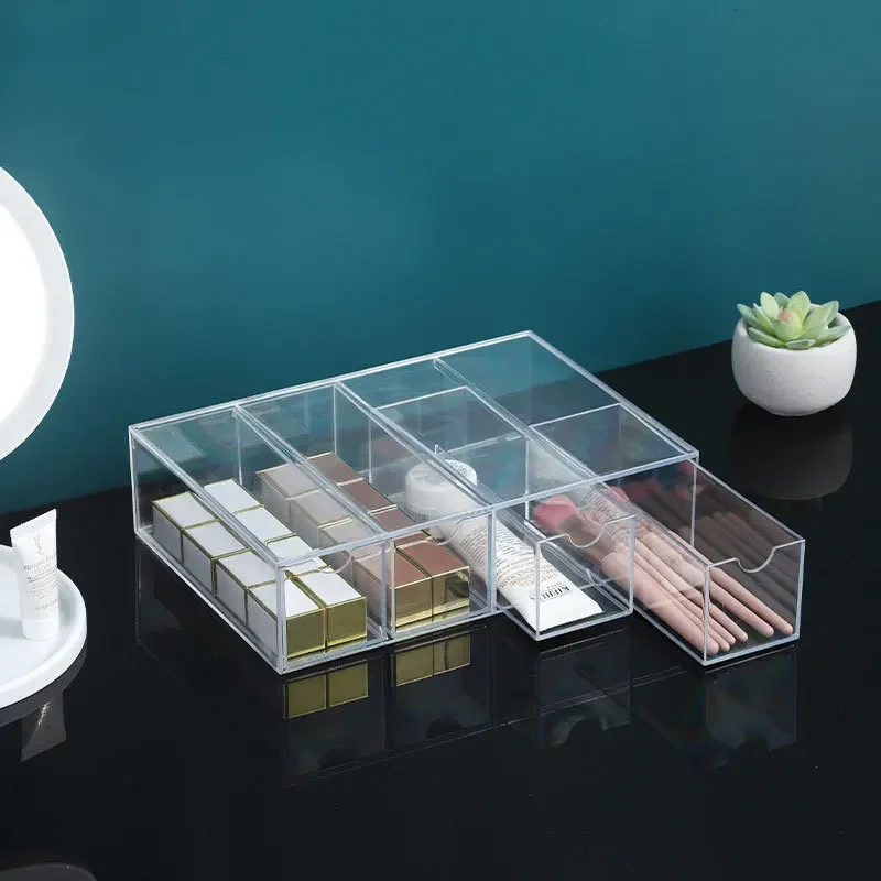 Acrylic Glasses Case Can Be Stacked with Four Layers Desktop Sunglasses Display Box Dust-proof Stationery Drawer-type Organizer