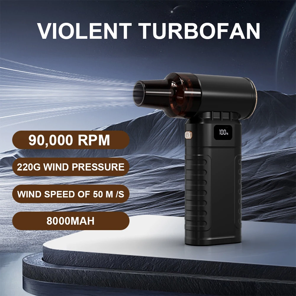 

90000RPM Mini Turbo Jet Fan Electric Air Duster Adjustable wind speed Turbo Violent Blower Rechargeable with Light Car Cleaning