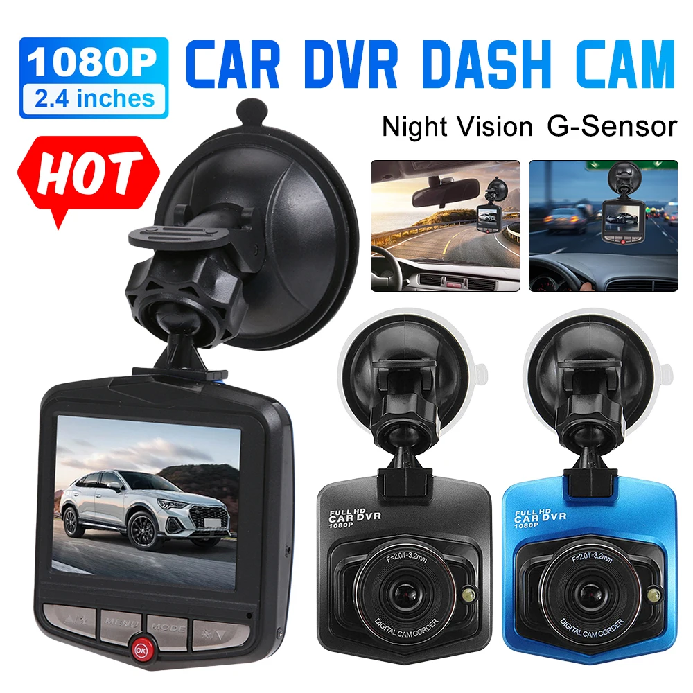 Dash Cam Suction Cup HD 1080P Car DVR Night Vision Driver Recorder Loop Recording 2.4 Inch LCD Screen Motion Detection G-Sensor