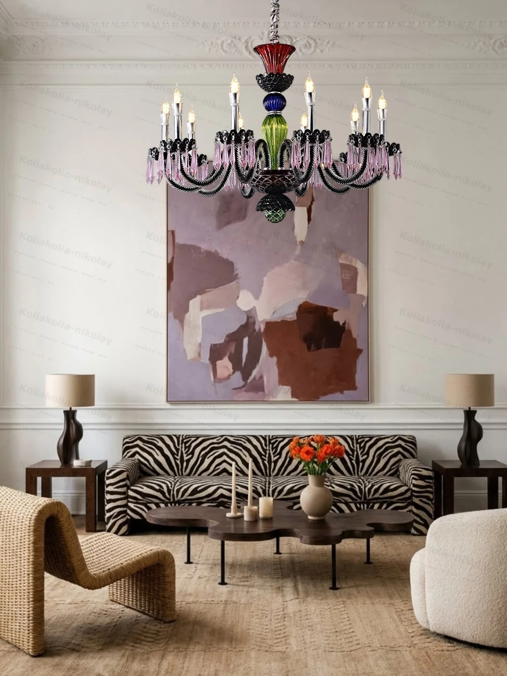 French Design Colorized Crystal Dimmable LED 2026 Chandelier Lighting Hanging Lamps Suspension