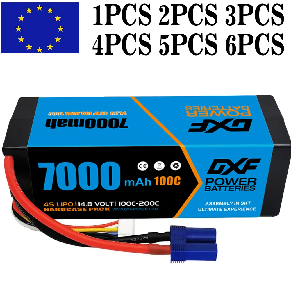 

DXF 4S Lipo Battery 14.8V 100C 7000mAh Lipo Battery with EC5 Plug Hardcase Battery For RC Car Boat Truck Airplane UAV RACING