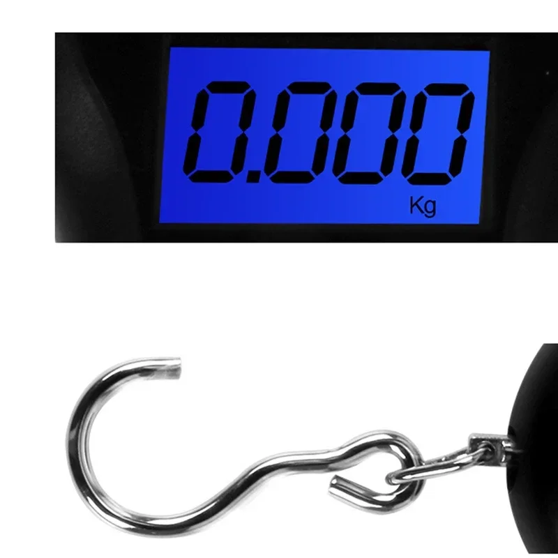 Portable 50Kg 10g Hanging Scale  Digital Scale BackLight Electronic  Fishing Weights Pocket Scale Luggage Scales Black