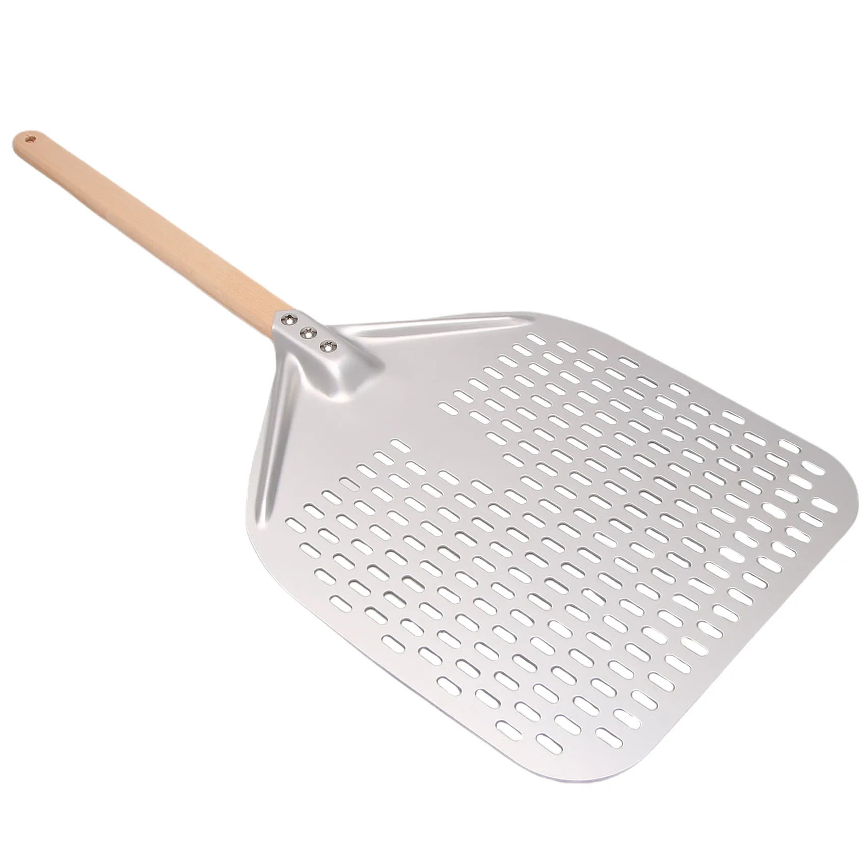 Customer Favorite Perforated Pizza Peel,Professional Anodized Aluminum Pizza Peels, Rectangular Pizza Turning Spatula With Detac