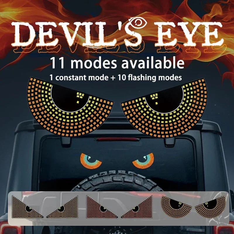 Devil‘s Eyes Vehicle Signal Lights LED Eyes Light USB Plug-in Matrix Panel Warning Strobe Lamp Auto Windshield Accessories Decor