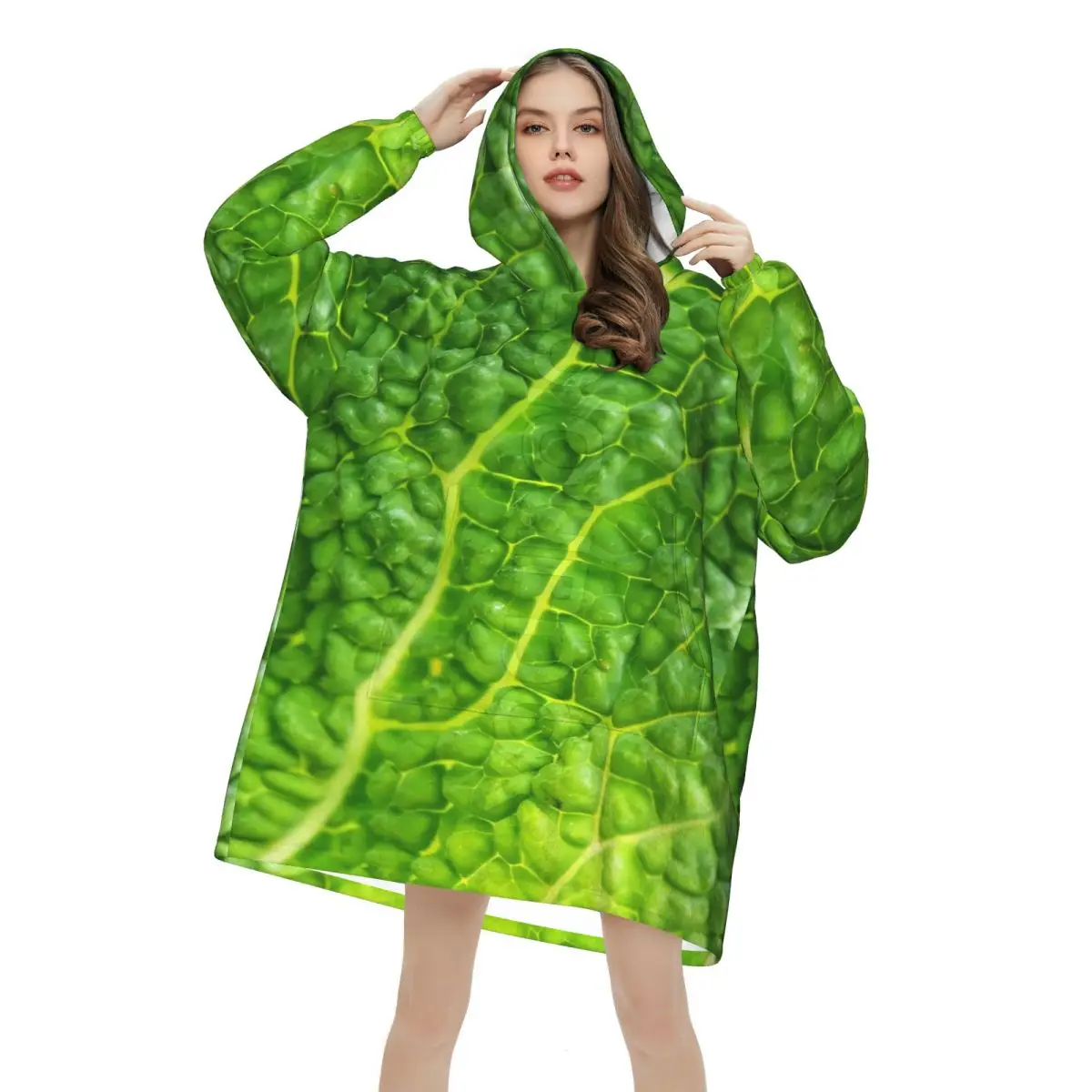 Cabbage Wearable Blanket Hoodie for Women Men Oversized Sweatshirt Blanket with Pocket