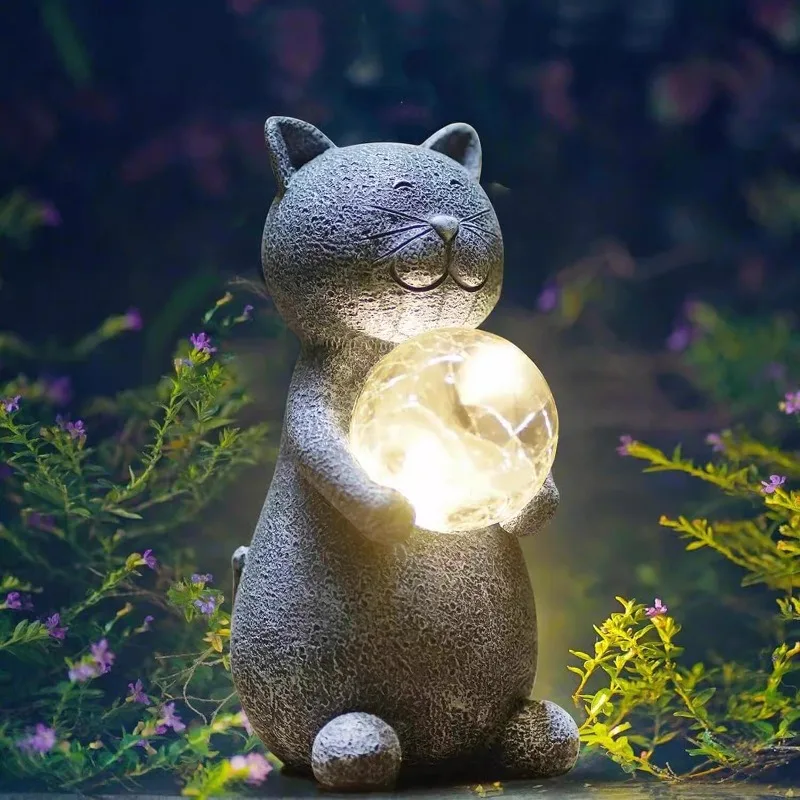 Solar cat outdoor courtyard garden decoration ornament landscaping night light