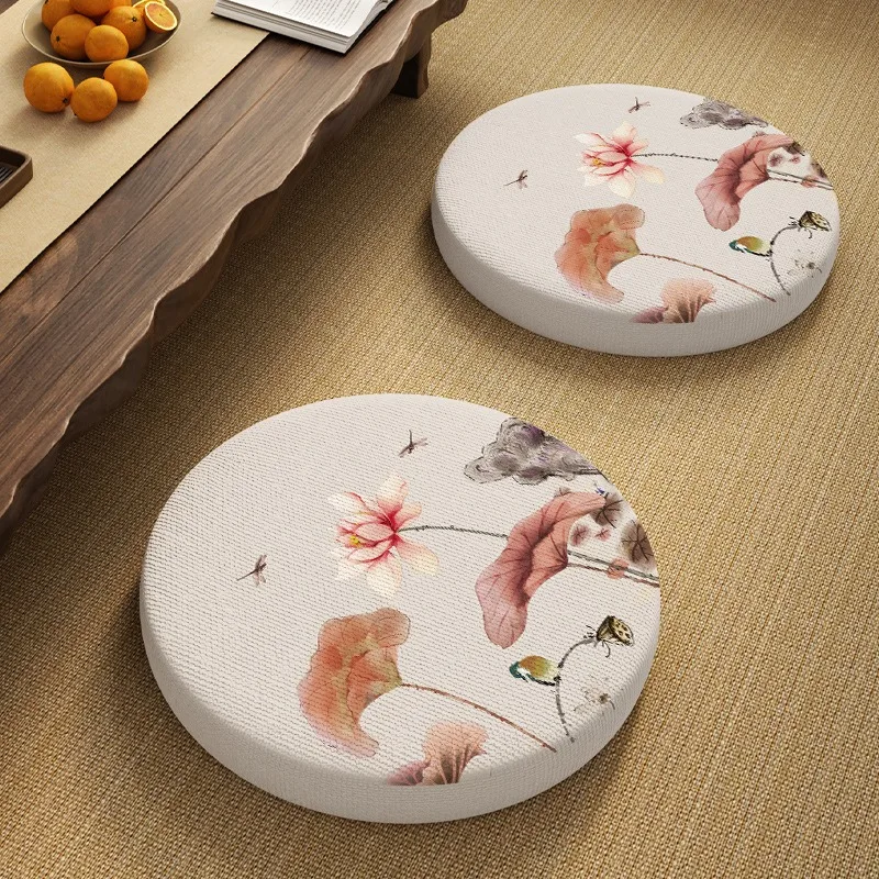 New Chinese style round futon seat cushion tea room zen play sitting meditation cushion sponge cushion removable