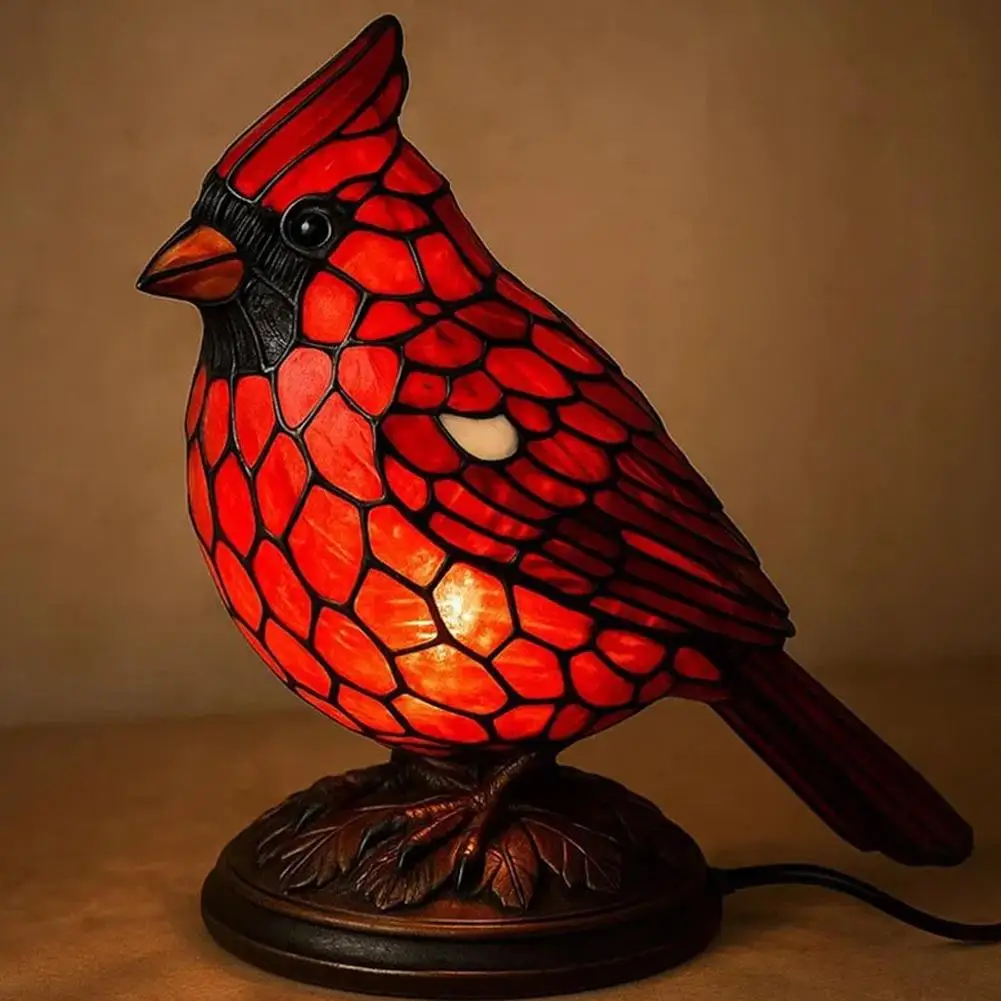 Creativo Red Bird Room Atmosfera Luce Morbida Durata Lampada da tavolo di sicurezza Squisita decorazione artistica per uccelli Luce notturna