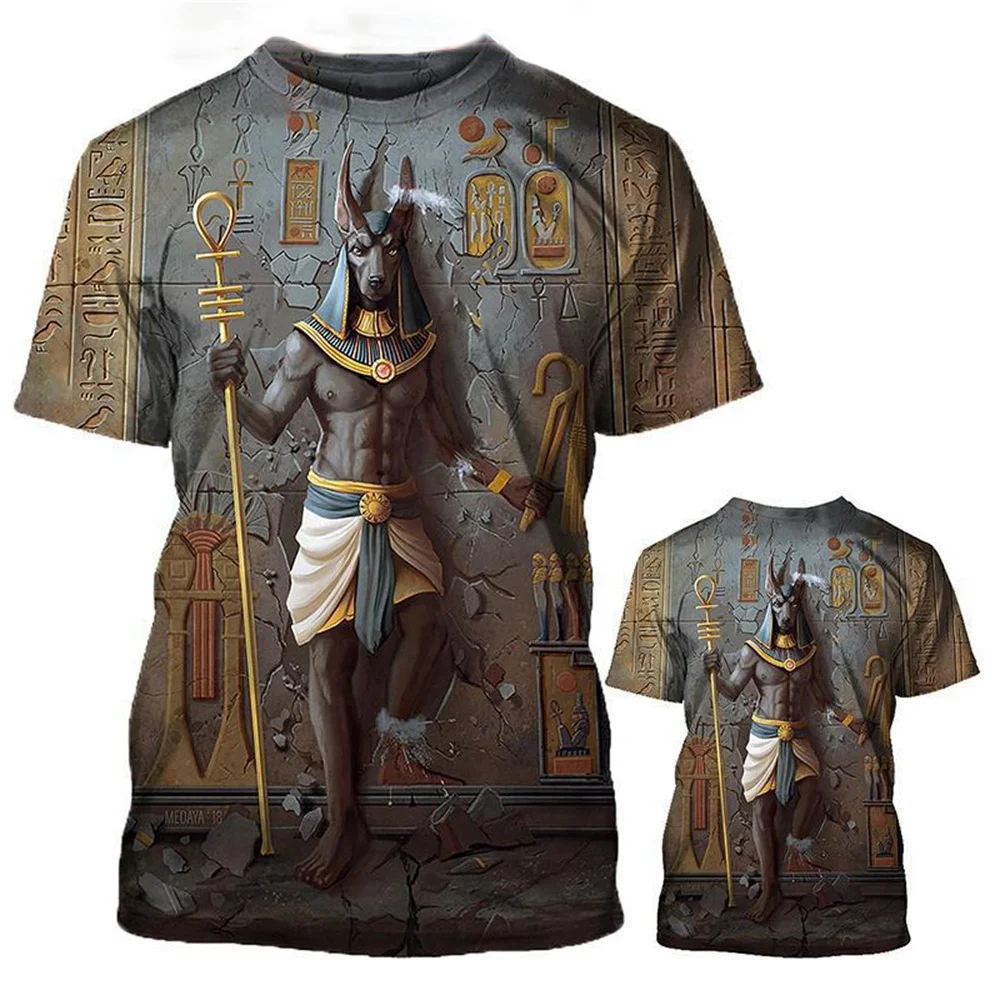 Summer 3D Retro Pharaoh Pattern Ancient Times Style T Shirt For Men Fashion Comfortable Material Crew Neck Short Sleeve Clothing