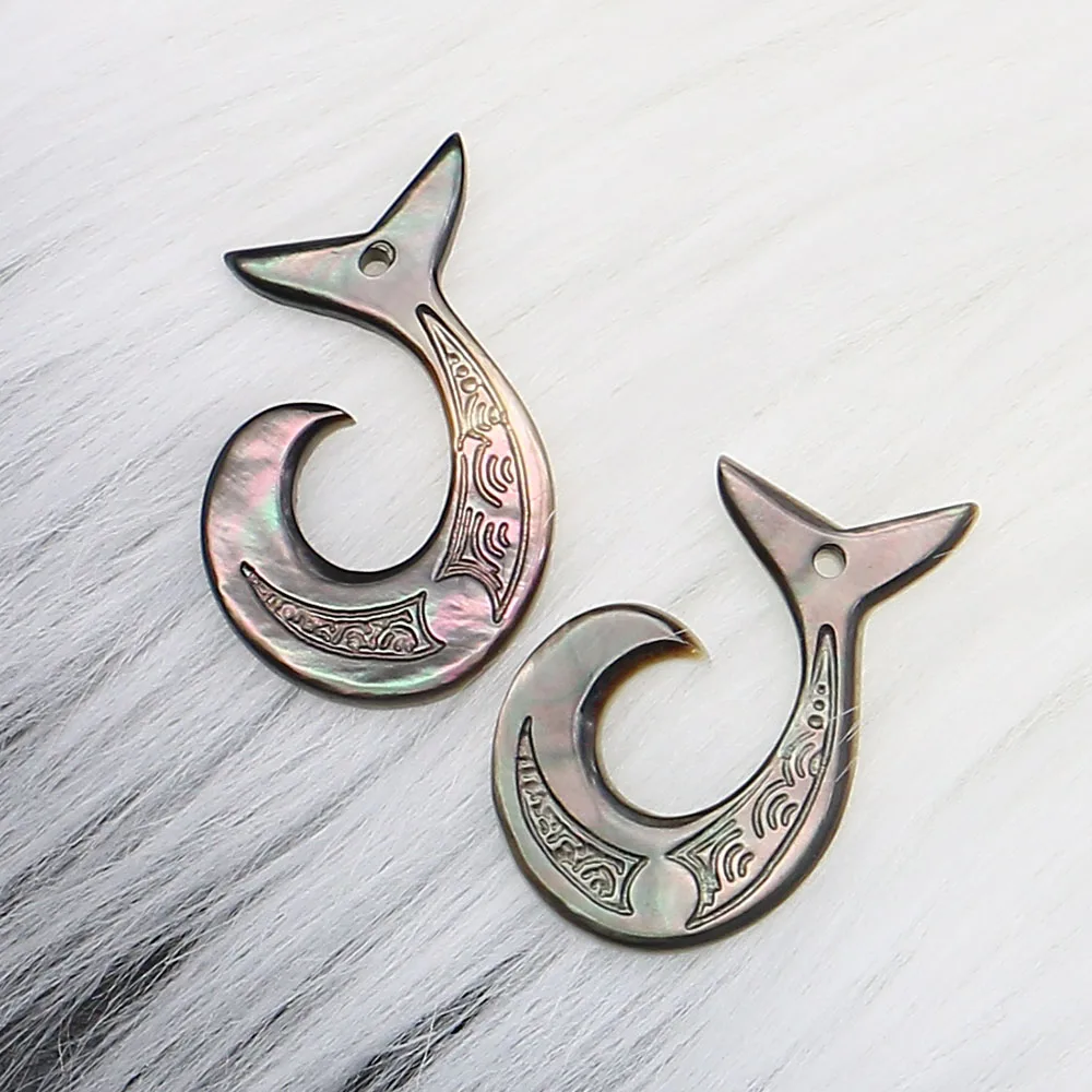 هاواي نمط الطبيعية أم اللؤلؤ شل قلادة منحوتة حورية البحر ذيل بولينيزيا سحر لصنع المجوهرات عقد دي اي واي القرط