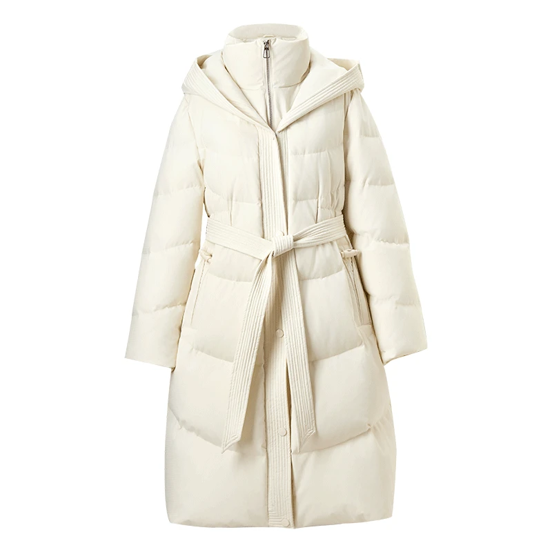 SENTUBILA Lange Unten Jacke Frau Winter Neue Warme Lose Unten Mäntel Spleißen Mit Kapuze Pendeln Outwear frauen Kleidung W44Y57030