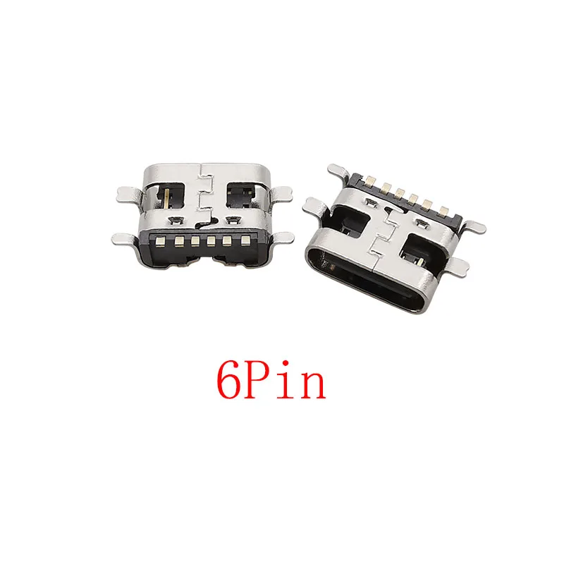 10Pcs USB Connector Type C Female Charging Port Jack 2/6/16 Pin Type-C Socket PCB Soldering SMD SMT DIY Repair Type C Adapter