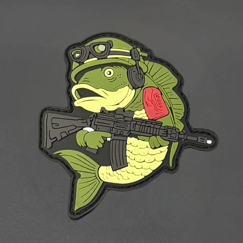 Parche PVC pescado con gancho y bucle para chaleco táctico y uniforme - imagen 3