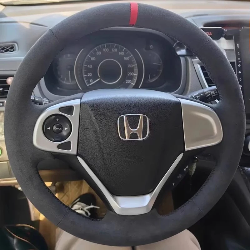

Для Honda CR-V CRV 2012-2016 сшитый вручную нескользящий износостойкий замшевый чехол на руль автомобиля