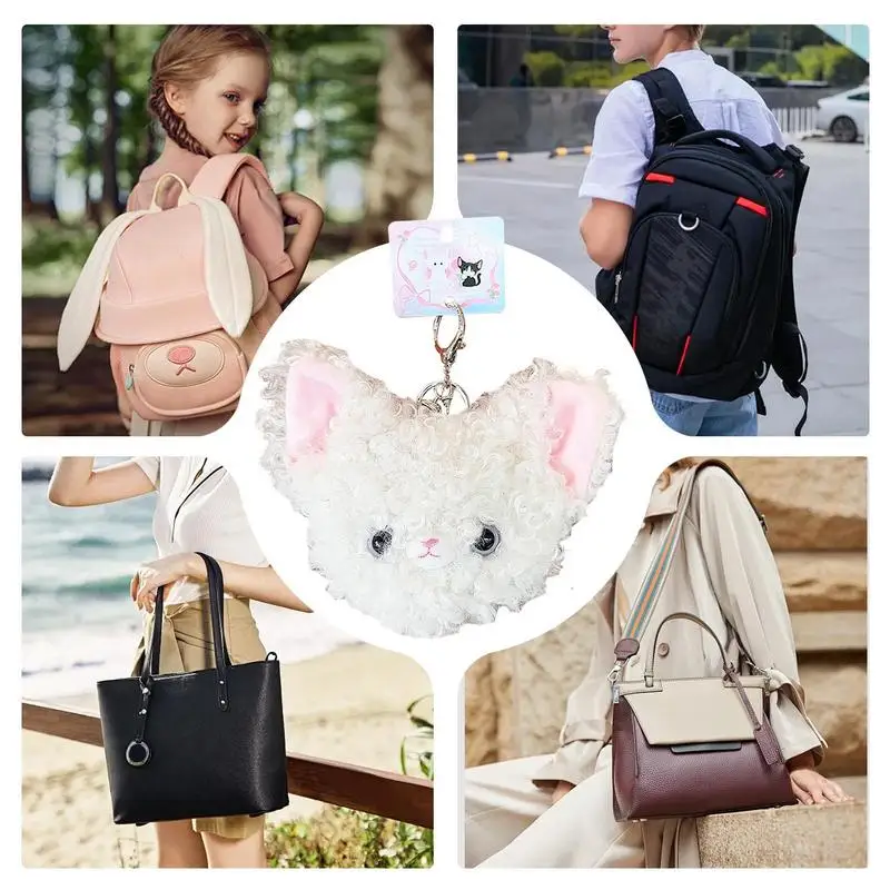 Plüsch-Taschen-Charm, Plüsch-Katzenbeutel-Anhänger, Schlüsselanhänger, dekoratives Zubehör, zum Aufhängen, Dekoration, Kopfhörer-Etui für Kinder und Erwachsene